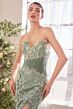Andrea and Leo A1396 Sheer Waist Strapless Floral Dress