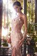 Andrea and Leo A1396 Sheer Waist Strapless Floral Dress