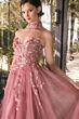 Andrea and Leo A1399 Floral Choker Strapless Corset Dress