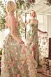 Andrea and Leo A1420 Layered Skirt Lace-Up Floral Dress