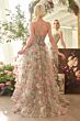 Andrea and Leo A1420 Layered Skirt Lace-Up Floral Dress