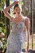 Andrea and Leo A1429 Illusion Corset High Slit Lace-Up Dress