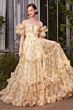 Andrea and Leo A1430 Detached Sleeves Ruffle Skirt Floral Dress