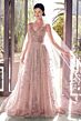 Andrea and Leo A1459 Cape Train Embroidered Corset Dress
