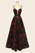 Andrea and Leo A1465 Plunging Neckline Floral Print Dress