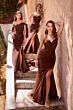 Andrea and Leo CD791 Slit Skirt Strapless Ruched Dress