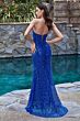 Andrea and Leo CH165C Asymmetric Neckline Sequin Dress