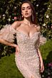 Andrea and Leo MA102 Feather Strap Pearl Beaded Dress