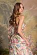 Andrea and Leo A1425 Basque Waist Draped Neck Floral Dress