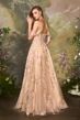 Andrea and Leo A1480 Lace-Up Back Floral A-Line Dress