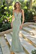 Andrea and Leo A1488 Ruffle Sleeve Plunging Neck Dress