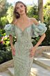 Andrea and Leo A1488 Ruffle Sleeve Plunging Neck Dress
