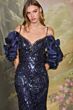 Andrea and Leo A1488 Ruffle Sleeve Plunging Neck Dress