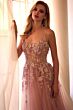 Andrea and Leo A1142 Lace-Up Back Sheer Bodice Dress