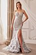 Andrea and Leo A1229 Lace-Up Back Feather Skirt Dress