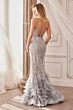 Andrea and Leo A1229 Lace-Up Back Feather Skirt Dress