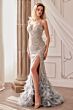 Andrea and Leo A1229 Lace-Up Back Feather Skirt Dress