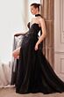 Andrea and Leo A1303 Corset Top Gauntlet Sleeve Dress