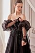 Andrea and Leo A1303 Corset Top Gauntlet Sleeve Dress