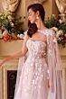 Andrea and Leo WL030 Sheer Cape Sweetheart Neck Wedding Dress