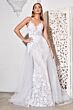Andrea and Leo CD931W Sheer Overskirt Strappy Back Wedding Gown