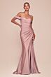 LaDivine CD790 Off-The-Shoulder Draped Bodice Evening Gown