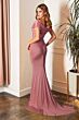 LaDivine CV05P Portrait Neck Ruched Evening Gown