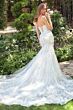 Andrea and Leo WL088 Plunging Neck Chapel Train Bridal Dress