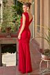 Astee T2009 V-Neck Ruched Fit and Flare Maid of Honor Dress