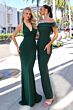 Astee T2011 Off The Shoulder Back Slit Fitted Maid of Honor Dress