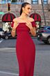 Astee T2011 Off The Shoulder Back Slit Fitted Maid of Honor Dress