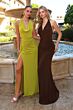 Astee T218 Side Slit Fitted Cowl Neck Bridesmaid Dress