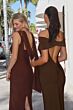 Astee T503 Choker Neck Cutout Back Fitted Bridesmaid Dress