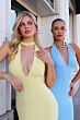 Astee T505 Plunging Neck Ruched Derriere Fitted Bridesmaid Dress