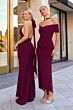Astee T505 Plunging Neck Ruched Derriere Fitted Bridesmaid Dress