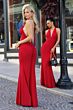 Astee T505 Plunging Neck Ruched Derriere Fitted Bridesmaid Dress