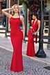 Astee T505 Plunging Neck Ruched Derriere Fitted Bridesmaid Dress