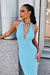 Astee T505 Plunging Neck Ruched Derriere Fitted Bridesmaid Dress