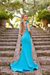 Ava Presley 38905 Ruffle Sleeve Decollete Cutout Dress