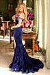 Ava Presley 28602 Fringe Strap Illusion Plunging Neck Dress