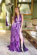 Ava Presley 29220 Halter Neck Pleated Metallic A-Line Dress