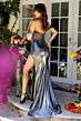 Ava Presley 29256 High Slit Illusion Bodice Off-The-Shoulder Dress