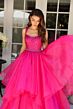 Ava Presley 29523 Scoop Neck Tiered Skirt Beaded Top Dress