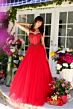 Ava Presley 29530 Beaded Sweetheart Neck Basque Waist Dress