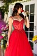 Ava Presley 29530 Beaded Sweetheart Neck Basque Waist Dress
