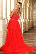 Ava Presley 38882 Feather Bodice Tiered Skirt Dress