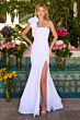Ava Presley 26527 One-Shoulder Rosette Fit and Flare Satin Dress