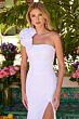 Ava Presley 26527 One-Shoulder Rosette Fit and Flare Satin Dress