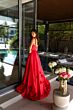 Ava Presley 29536 Beaded V-Neck Scoop Back Streamer Dress