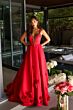 Ava Presley 29536 Beaded V-Neck Scoop Back Streamer Dress
